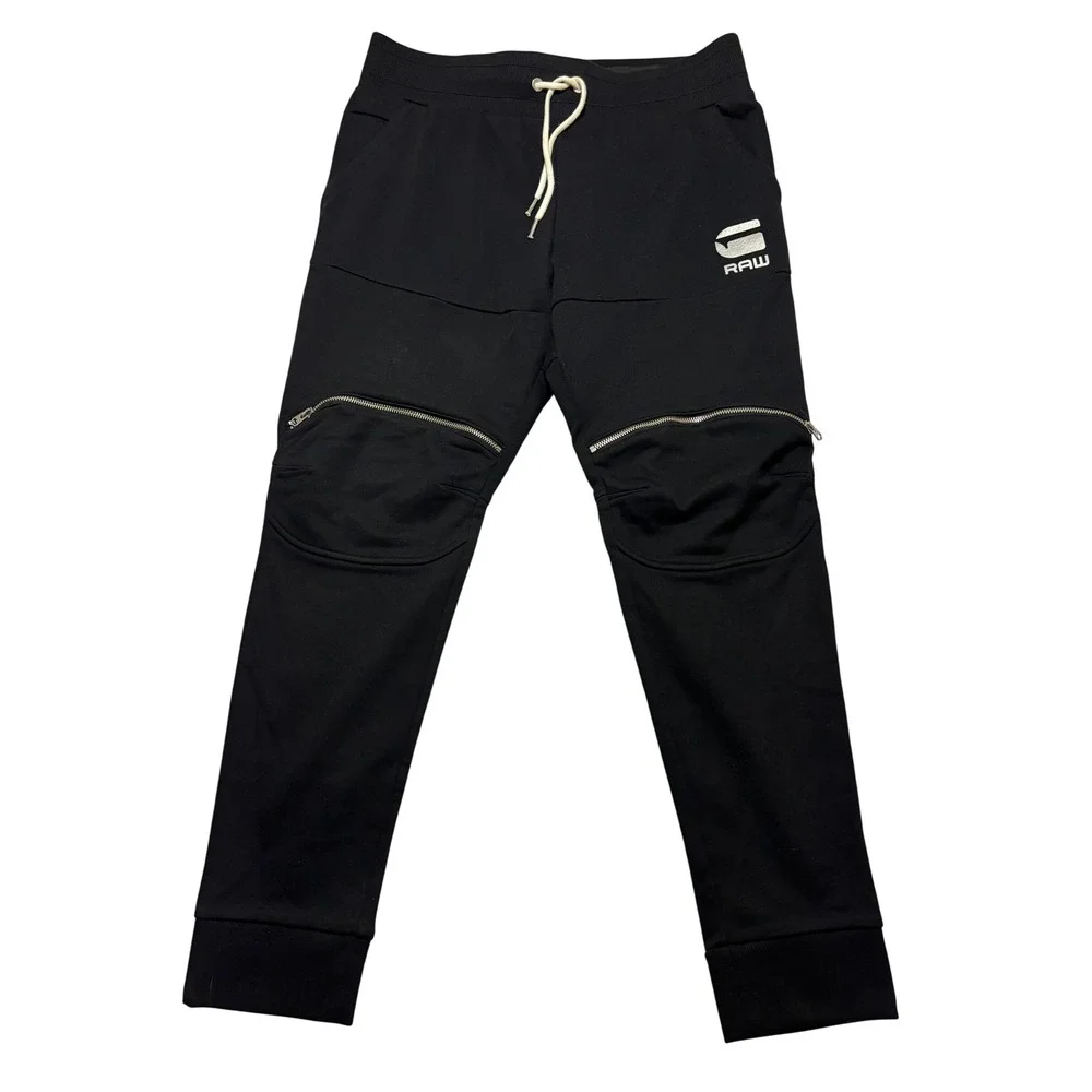 G-Star Raw 5620 Zip SW Pant Mens Large Black Tapered Moto Joggers